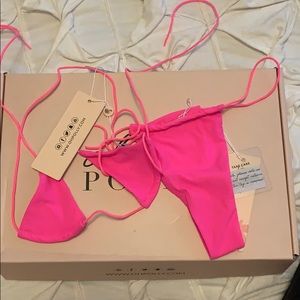 OhPolly Neon Pink Micro String Thong Bikini